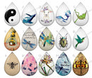 Handmade Teardrop Photo Glass Cabochons pattern geometric 749