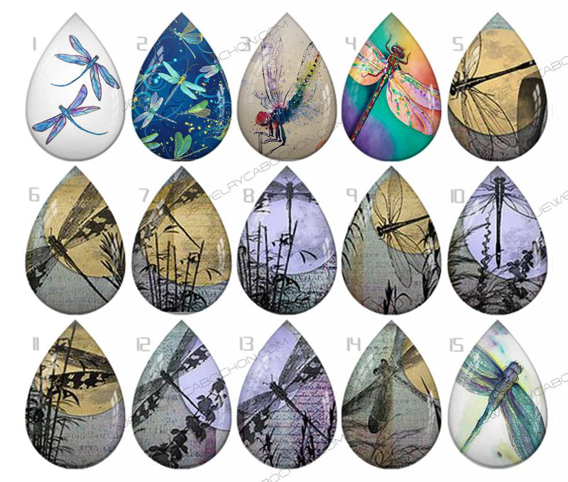 Handmade Teardrop Photo Glass Cabochons pattern geometric 753