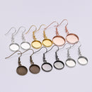20pcs Round French Earrings Bezel, Blank Round Earwires Findings, Earring Finding Base Settings trays