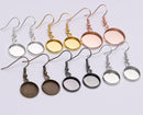 20pcs Round French Earrings Bezel, Blank Round Earwires Findings, Earring Finding Base Settings trays