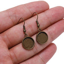 20pcs Round French Earrings Bezel, Blank Round Earwires Findings, Earring Finding Base Settings trays