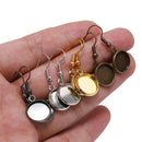 20pcs Round French Earrings Bezel, Blank Round Earwires Findings, Earring Finding Base Settings trays