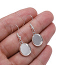 20pcs Round French Earrings Bezel, Blank Round Earwires Findings, Earring Finding Base Settings trays