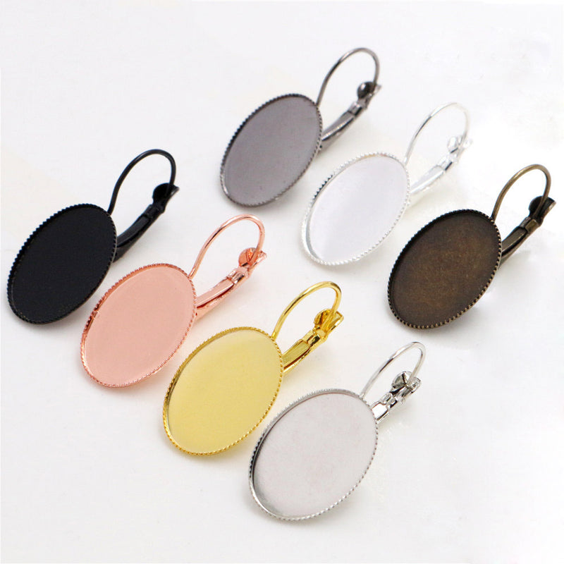 20pcs oval 13x18/ 18x25mm Brass French Earwires Hook With Oval Pad, Earrings Blanks,Earrings Settings Base,Earrings trays