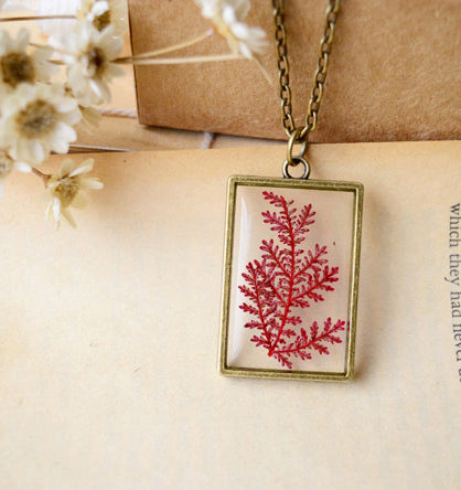 1pcs pressed flower Pendant Necklace