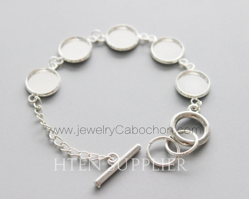5pcs 8-25MM brass bracelet Base Round Setting, bracelet blank,Bezel bracelet blanks, Blank Bezel Link Photo Charm Bracelet