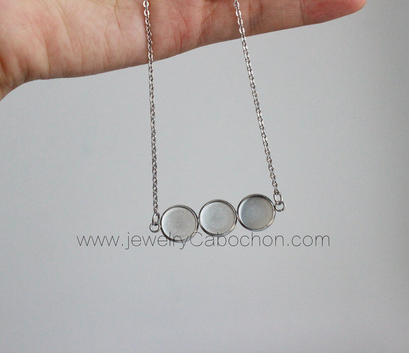 10Kits stainless steel 12mm Bezel Necklace, Pendant necklace Settings Base blank