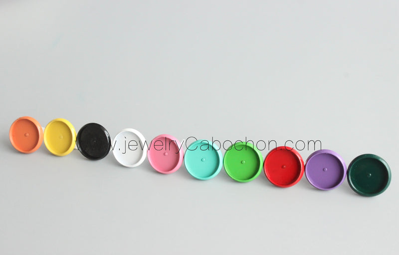 20pcs Paint 8 colors 10mm 12mm Bezel Earring Settings Earring Posts With Round 12mm Pad, Earrings Blanks