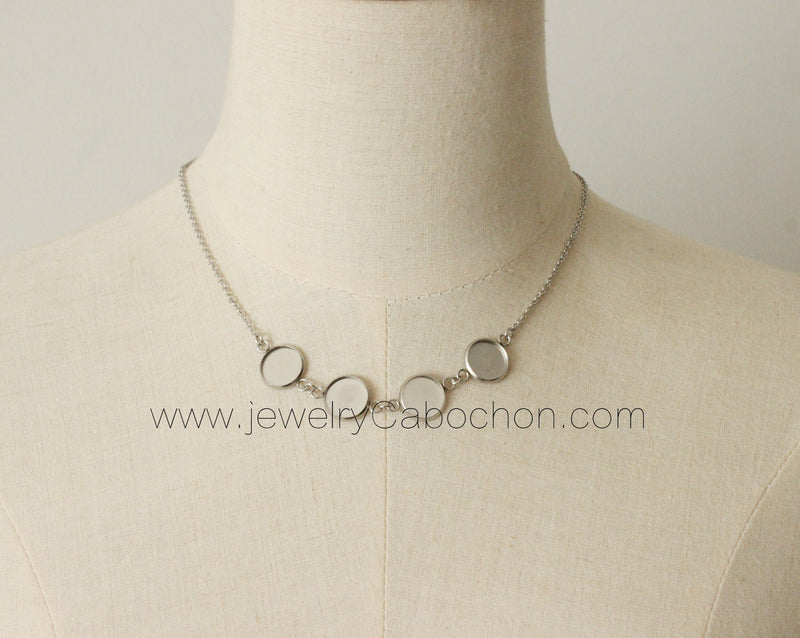 6Kits stainless steel Bezel Necklace, Pendant necklace Settings Base blank Tray Kits