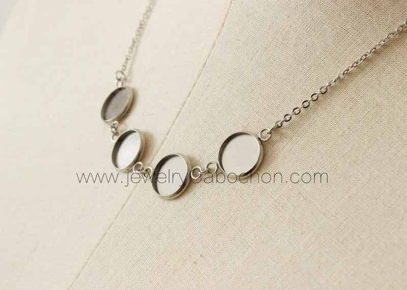 6Kits stainless steel Bezel Necklace, Pendant necklace Settings Base blank Tray Kits
