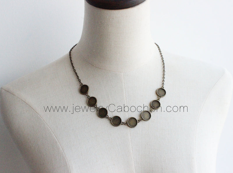 3Kits Environmental alloy Bezel Necklace, Pendant necklace Settings Base blank