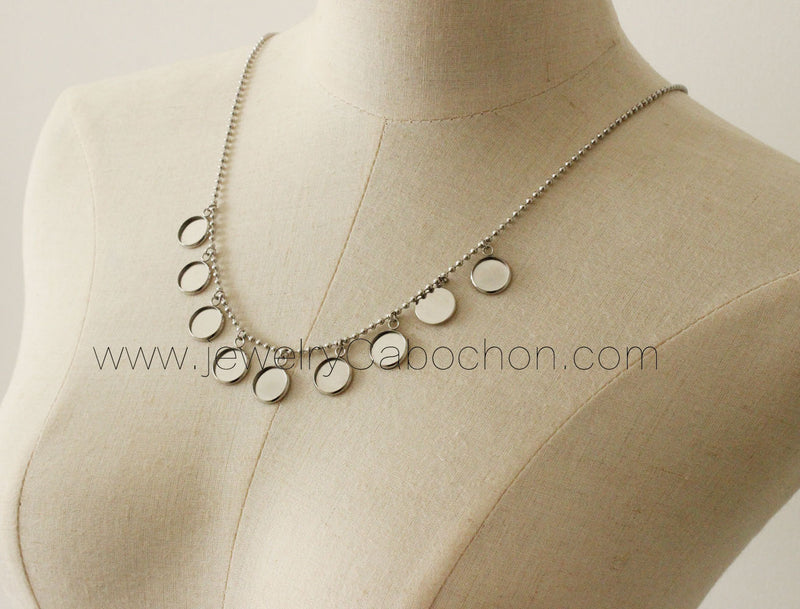 3Kits stainless steel Bezel Necklace, Pendant necklace Settings Base blank Tray Kits