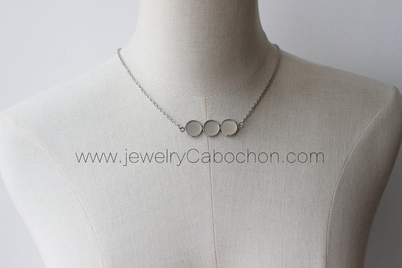 10Kits stainless steel 12mm Bezel Necklace, Pendant necklace Settings Base blank