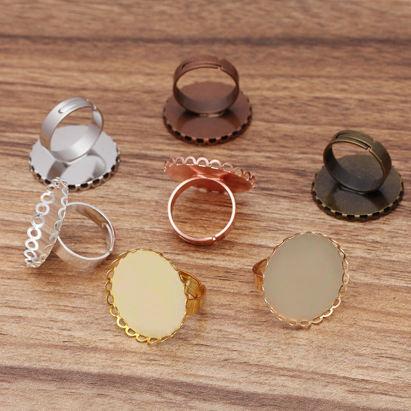 10pcs Brass oval Ring Base Blanks,Adjustable Lace Ring Settings, 25mm / 30mm Round Bezel Settings