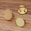 10pcs Brass oval Ring Base Blanks,Adjustable Lace Ring Settings, 25mm / 30mm Round Bezel Settings