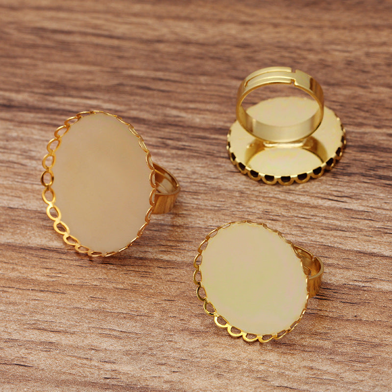 10pcs Brass oval Ring Base Blanks,Adjustable Lace Ring Settings, 25mm / 30mm Round Bezel Settings