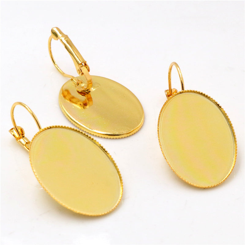 20pcs oval 13x18/ 18x25mm Brass French Earwires Hook With Oval Pad, Earrings Blanks,Earrings Settings Base,Earrings trays