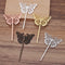 20pcs butterfly Bobby Pins Flower Filigree Pad, Brass Jewelry Vintage Flower Hairpins, Flower Hair Findings, Hair Accessories