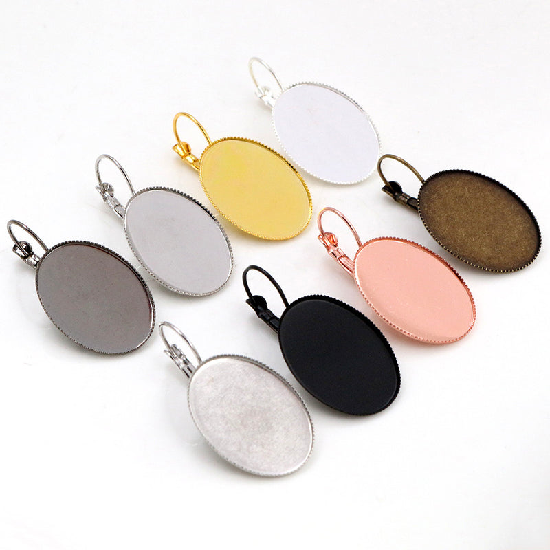 20pcs oval 13x18/ 18x25mm Brass French Earwires Hook With Oval Pad, Earrings Blanks,Earrings Settings Base,Earrings trays