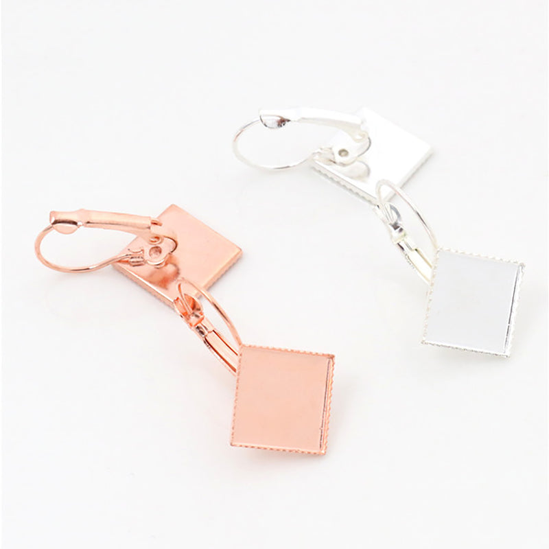 20pcs square Brass 12mm 15mm Earrings Blanks,Earrings Settings Base,Earrings trays