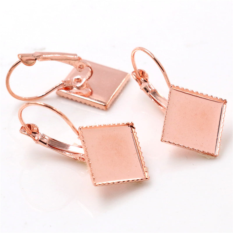 20pcs square Brass 12mm 15mm Earrings Blanks,Earrings Settings Base,Earrings trays