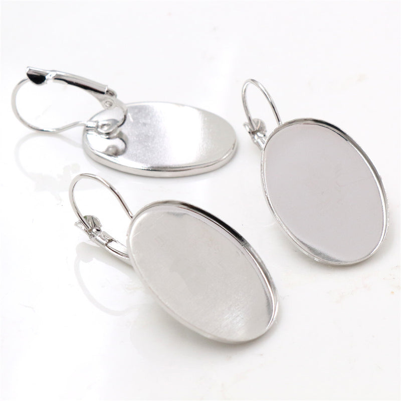 20pcs oval 10x14/13x18/ 18x25mm Brass French Earwires Hook With Oval Pad, Earrings Blanks,Earrings Settings Base,Earrings trays
