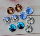 Handmade Round Photo Glass Cabachon animal Wolf A104