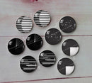 Handmade Round Photo Glass Cabachon Stripes geometric A10