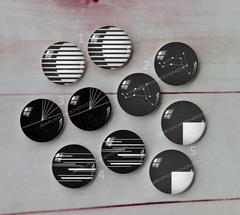 Handmade Round Photo Glass Cabachon Stripes geometric A10