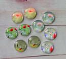 Handmade Round Photo Glass Cabachon plant flower A136