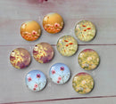 Handmade Round Photo Glass Cabachon plant flower A140