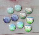 Handmade Round Photo Glass Cabachon plant flower A142