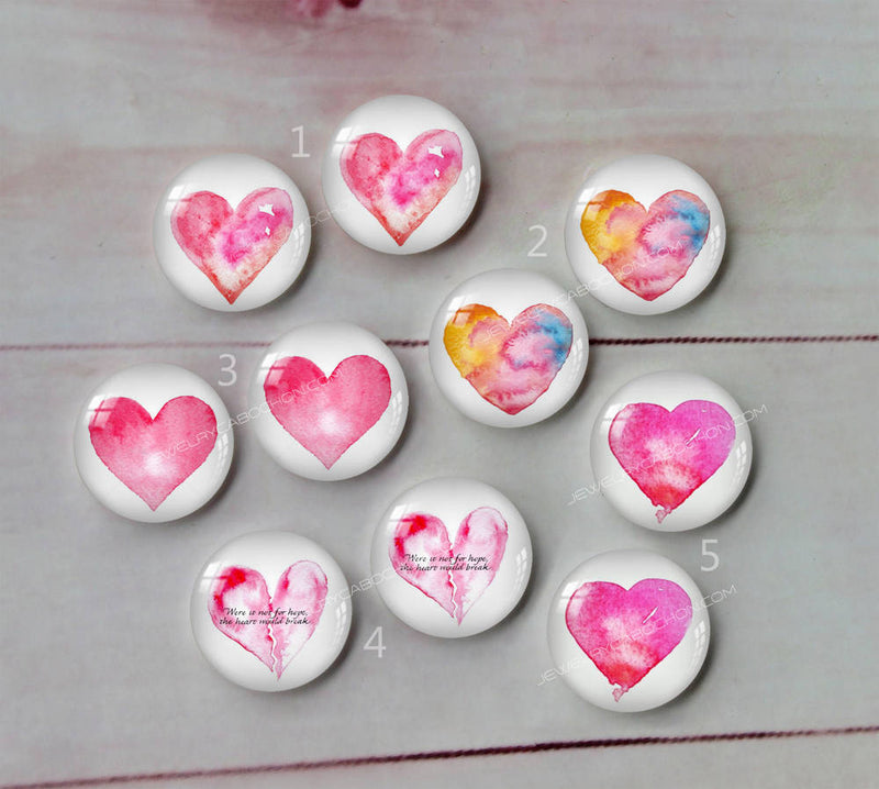 Handmade Round Photo Glass Cabachon geometric Heart-shaped A153