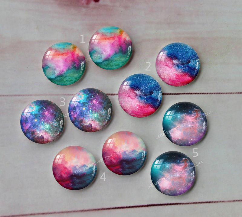 Handmade Round Photo Glass Cabachon Starry sky A159