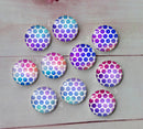 Handmade Round Photo Glass Cabachon Wave point A171