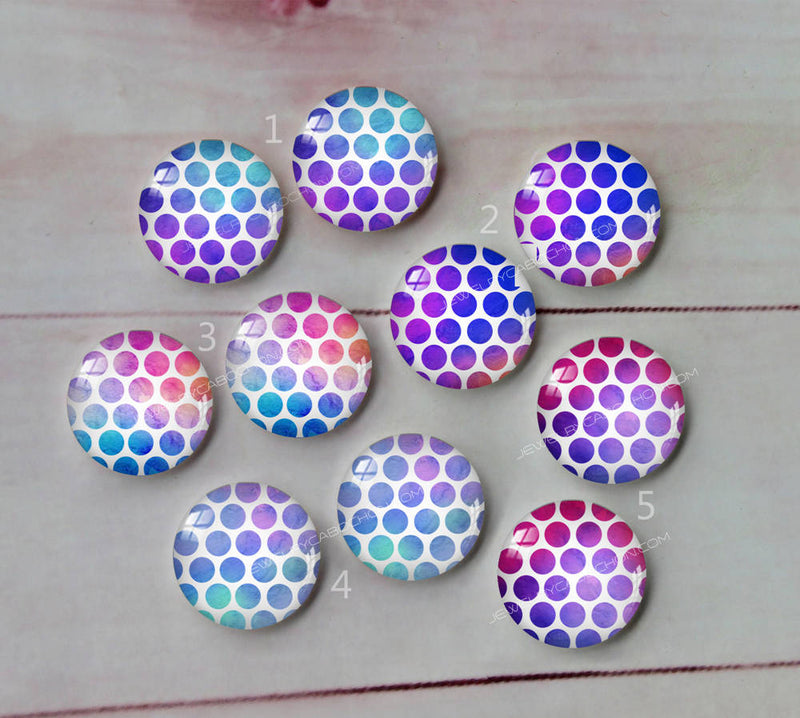 Handmade Round Photo Glass Cabachon Wave point A171
