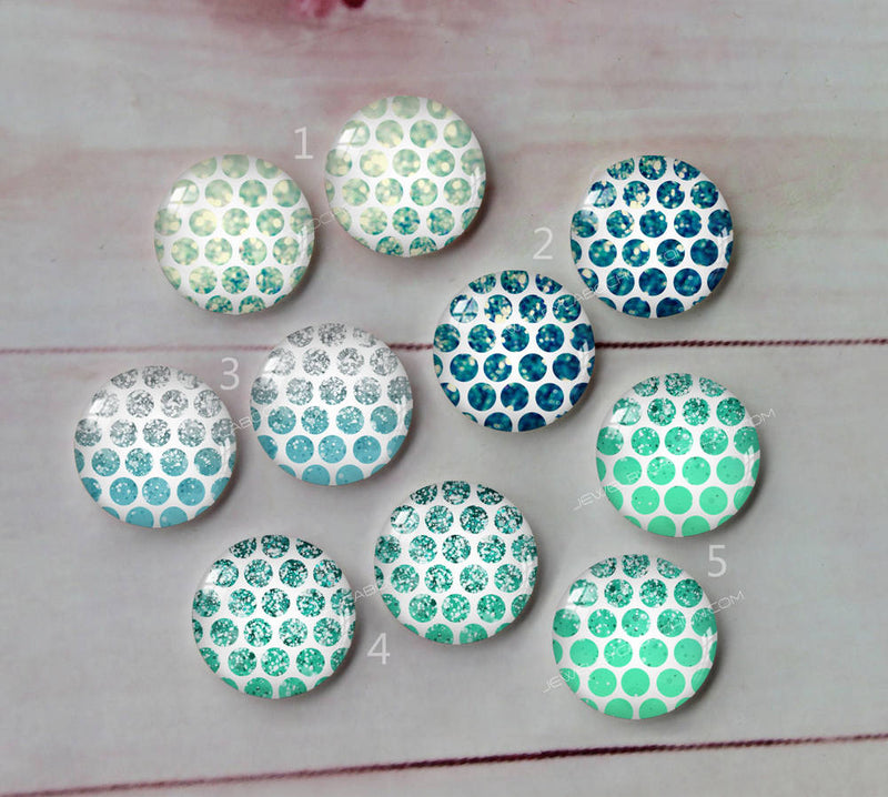 Handmade Round Photo Glass Cabachon Wave point A173