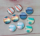 Handmade Round Photo Glass Cabachon geometric stripe A174