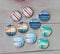 Handmade Round Photo Glass Cabachon geometric stripe A174