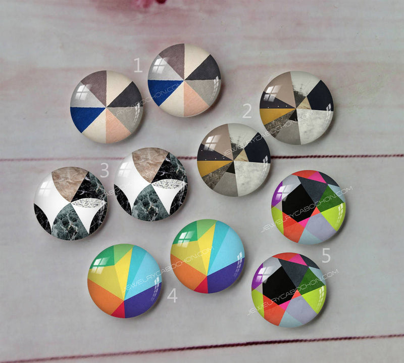 Handmade Round Photo Glass Cabachon geometric Texture A184