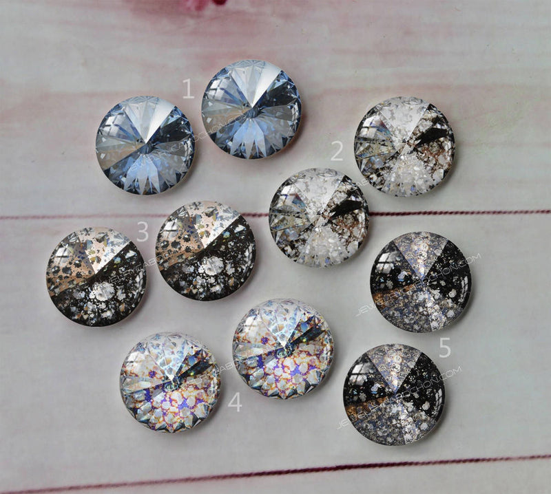 Handmade Round Photo Glass Cabachon geometric  A186