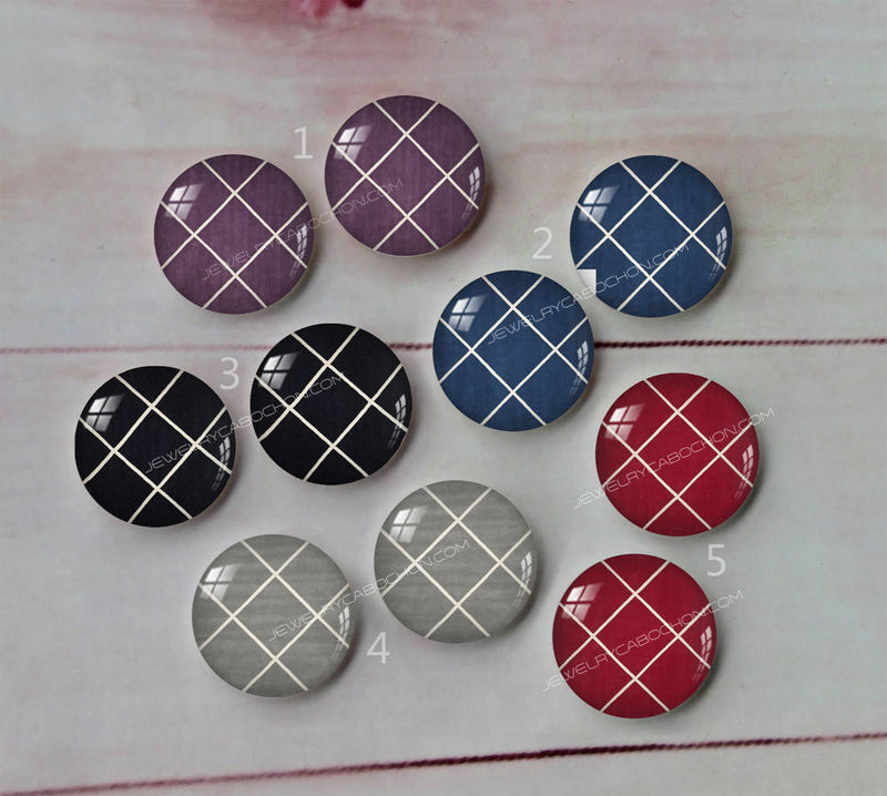 Handmade Round Photo Glass Cabachon geometric line A188
