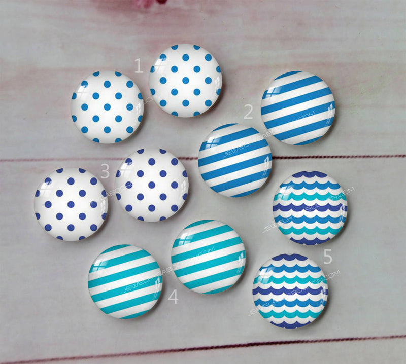 Handmade Round Photo Glass Cabachon stripe  A18