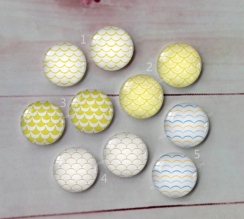 Handmade Round Photo Glass Cabachon geometric line stripe A194