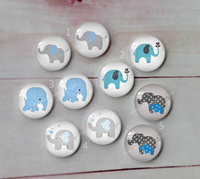 Handmade Round Photo Glass Cabachon animal Cartoon Elephant A199