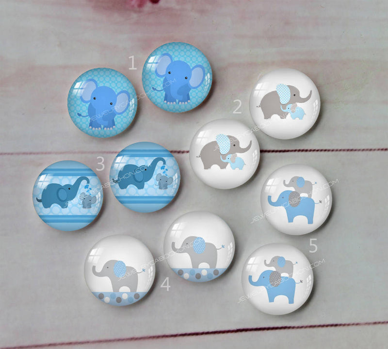 Handmade Round Photo Glass Cabachon animal Cartoon Elephant A200