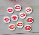 Handmade Round Photo Glass Cabachon Stick figure Lip print A215