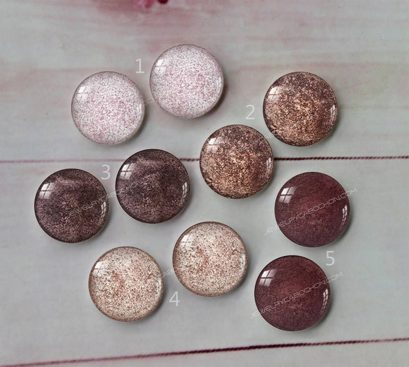 Handmade Round Photo Glass Cabachon Glitter A226