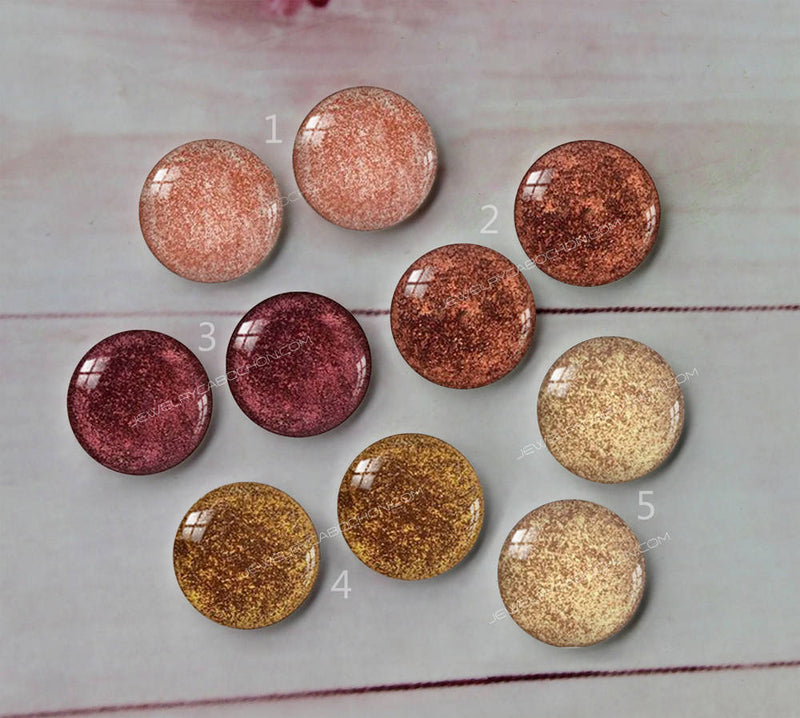 Handmade Round Photo Glass Cabachon Glitter A227
