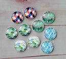 Handmade Round Photo Glass Cabachon geometric Wood grain A328